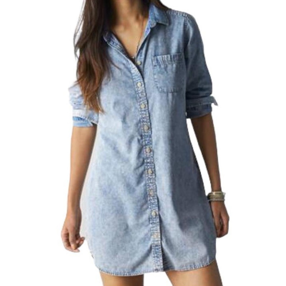 American Eagle Chambray Button Down T-Shirt Dress